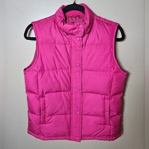 Gap Pink Down Quilted Zip Pockets Puffer Vest Small